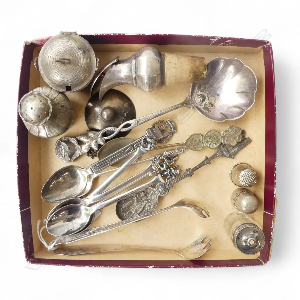 SILVER PLATED TEASPOONS, NOVELTY SPOONS & OTHER CUTLERY etc + SCONCE Image 1++