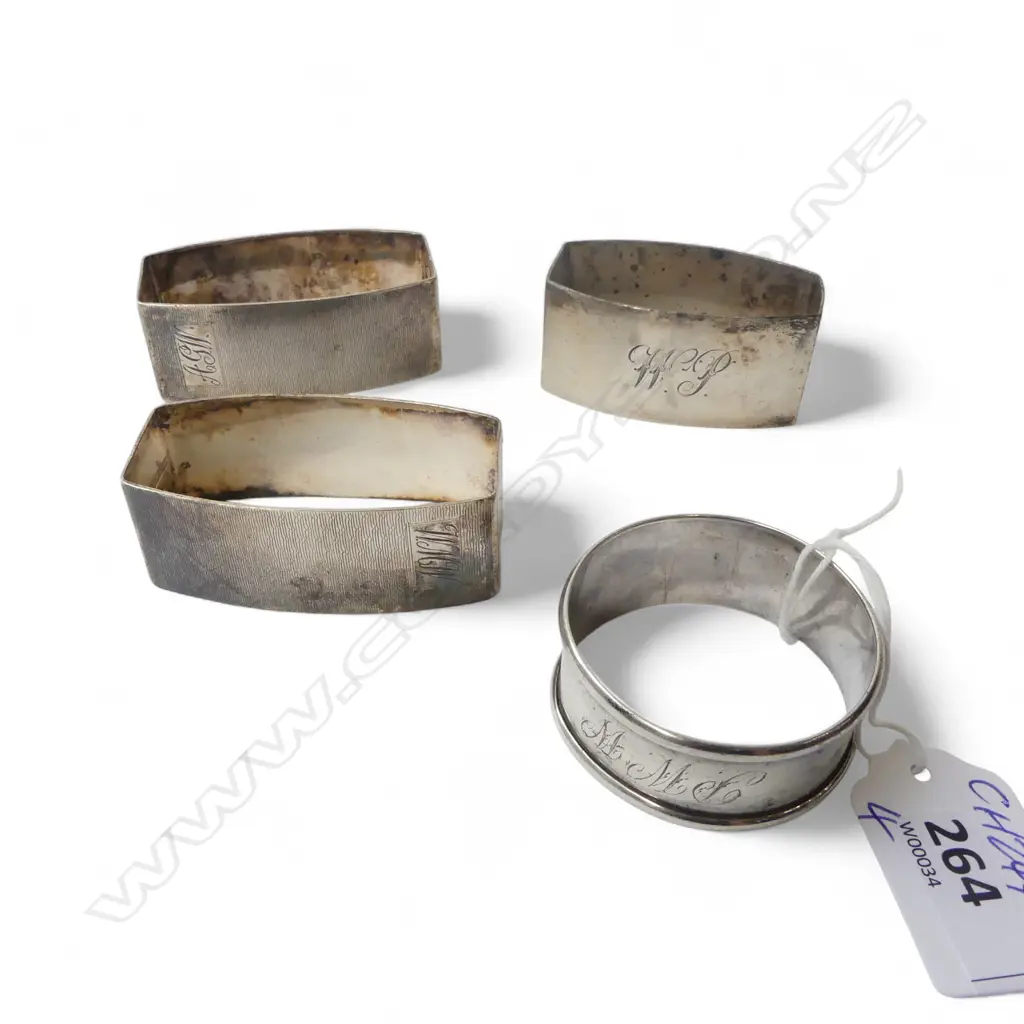 4 STG SILVER NAPKIN RINGS 97gms Image 1++