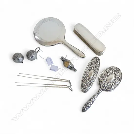 10 PCES SILVER PLATE - CHOPSTICKS POSSIBLY SILVER + FAUX ROLEX OYSTER PERPETUAL WRIST WATCH