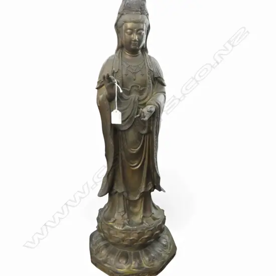 CHINESE BRASS STANDING GUANYIN STATUE H.770mm 
