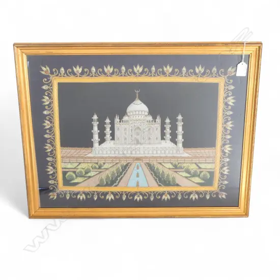 FRAMED EMBROIDERED IMAGE OF THE TAJ MAHAL 420x560mm