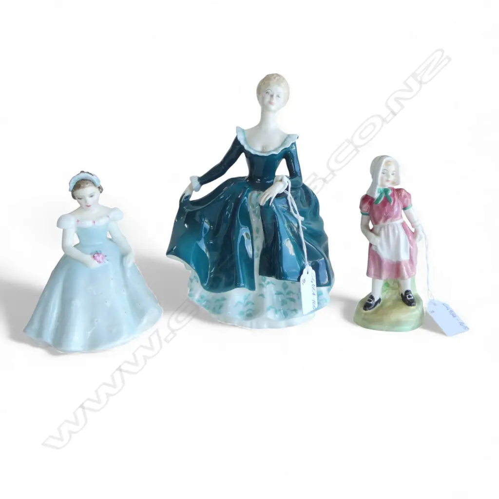 3 ROYAL DOULTON FIGURINES, JANINE, H.190mm, THE BRIDESMAID, H.125mm & JILL, H.140mm Image 1++