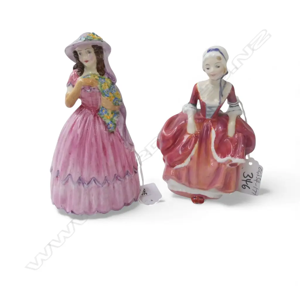 2 PORCELAIN FIGURINES; ROYAL DOULTON GOODY TWO SHOES, H.130mm & COALPORT ANNETTE, H.140mm Image 1++