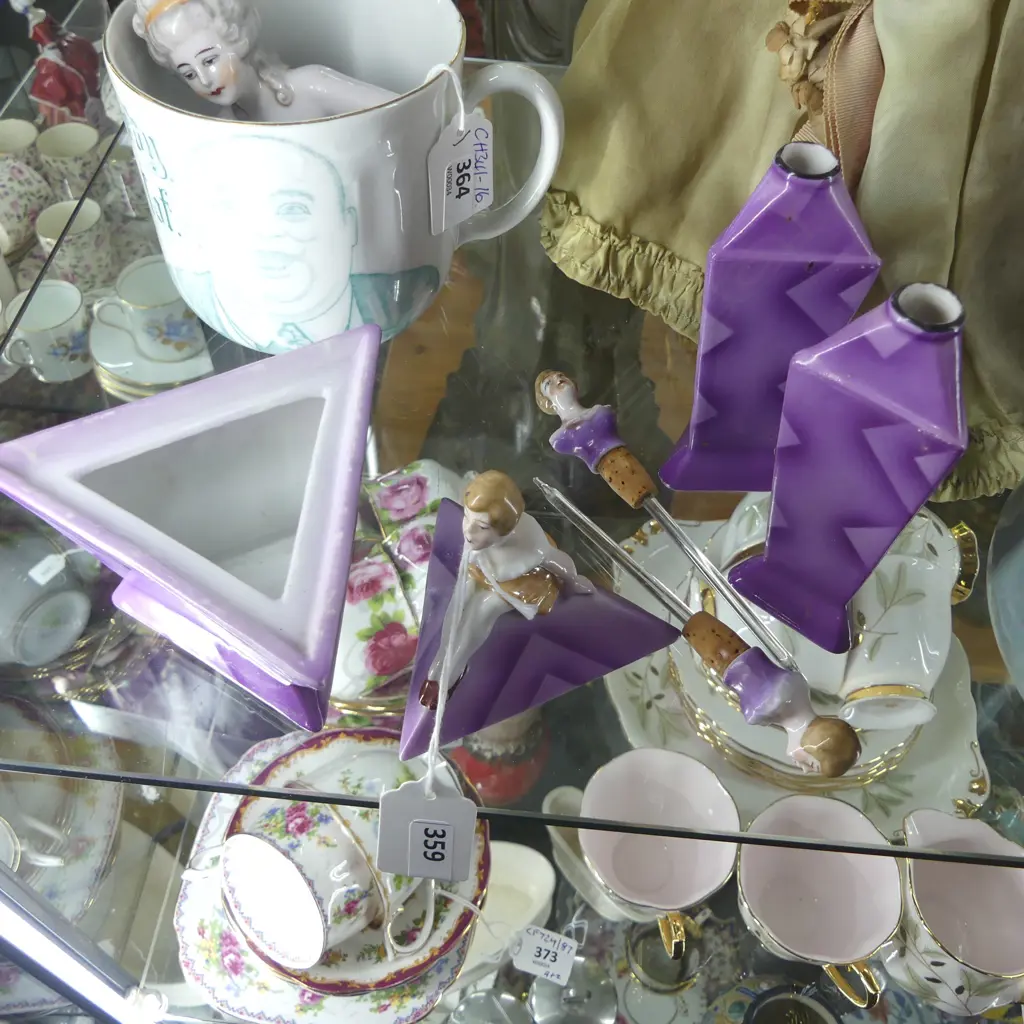 3 PCE ART DECO CONTINENTAL DRESSING TABLE SET H.145mm Image 1++