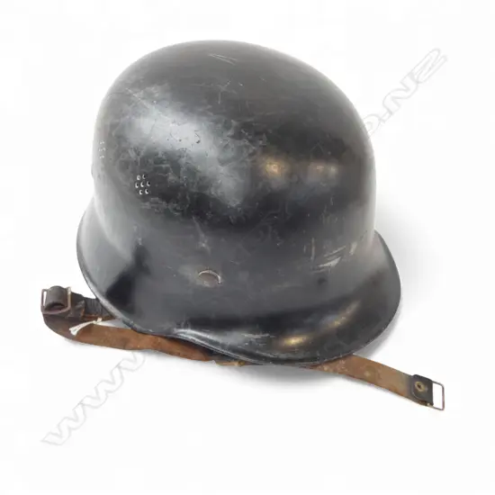 PERIOD WWII GERMAN COMBAT HELMET with original lining w. M. Linzmaier inscribed