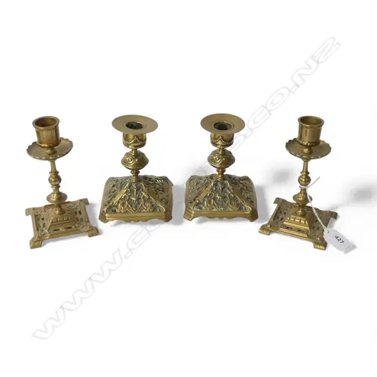 2 PRS BRASS CANDLESTICKS H.145mm