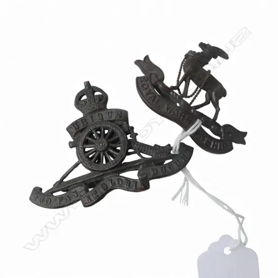 2 BRITISH CAP BADGES; ROYAL WARWICKSHIRE REGIMENT & N.Z. 4th FIELD REGIMENT