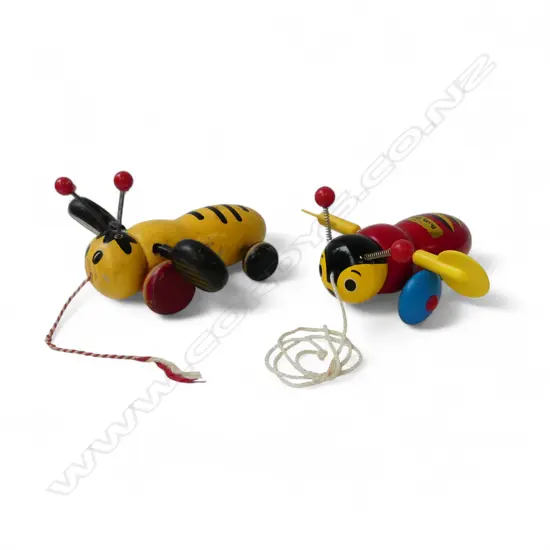 2 WOODEN BUZZY BEE TOYS L.165mm