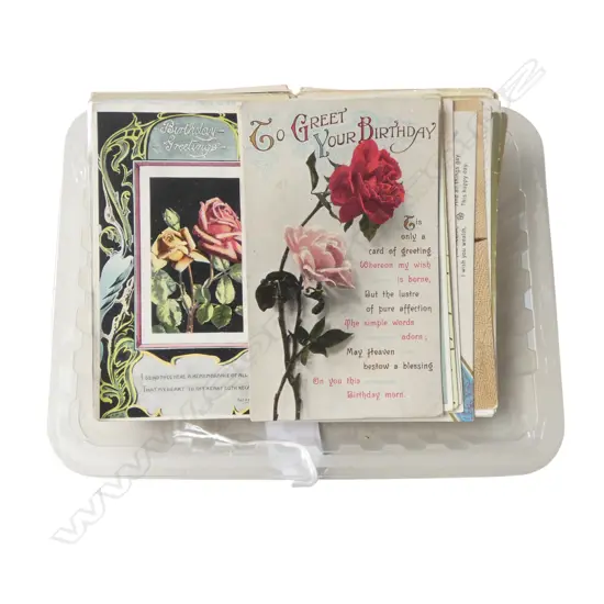56 ANTIQUE POSTCARDS – ALL BIRTHDAY GREETINGS 