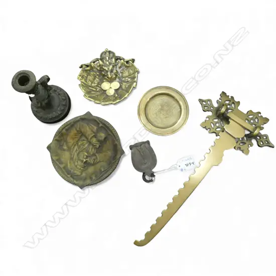 6 PCES ASST. METAL / BRASS; CLIP, 3 DISHES ETC