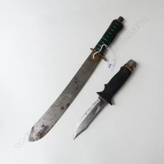 VINTAGE MACHETE + COMBAT KNIFE L.430mm
