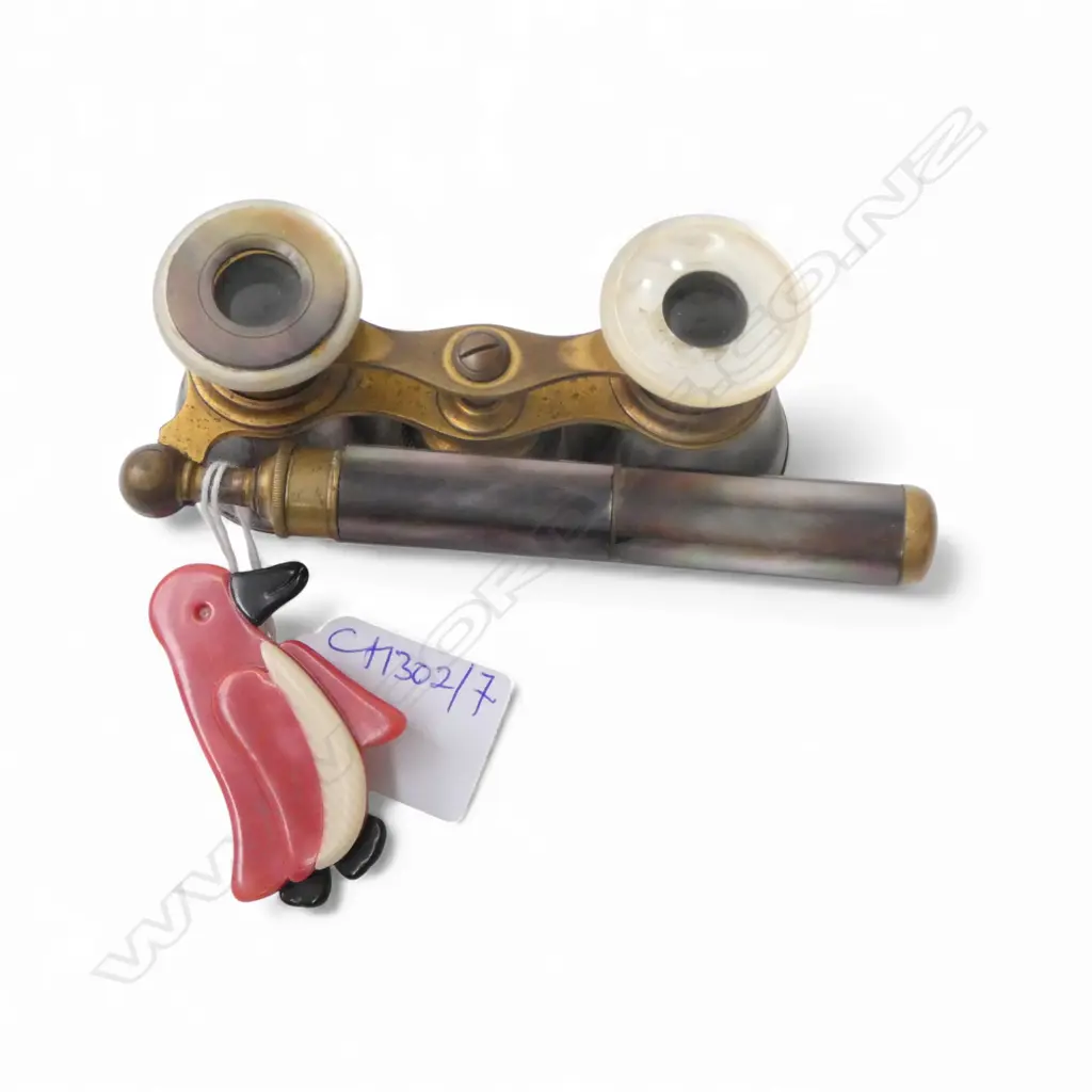 MoP OPERA GLASSES + FRENCH PENGUIN BROOCH H.60mm Image 1++