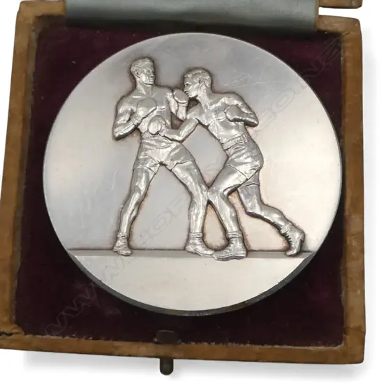 1951 SILVER TONE METAL NSW BOXING CHAMIONSHIPS MEDAL 55mm dia, BOXED