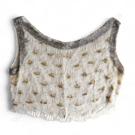 FRENCH VINTAGE FLAPPER BEADED CROP TOP SIZE 8 