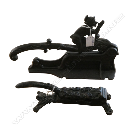 CAST IRON BRIGHTON FIGURAL TOBACCO CUTTER 'THE IMP' + DECORATIVE CORK PRESS - CAST IRON