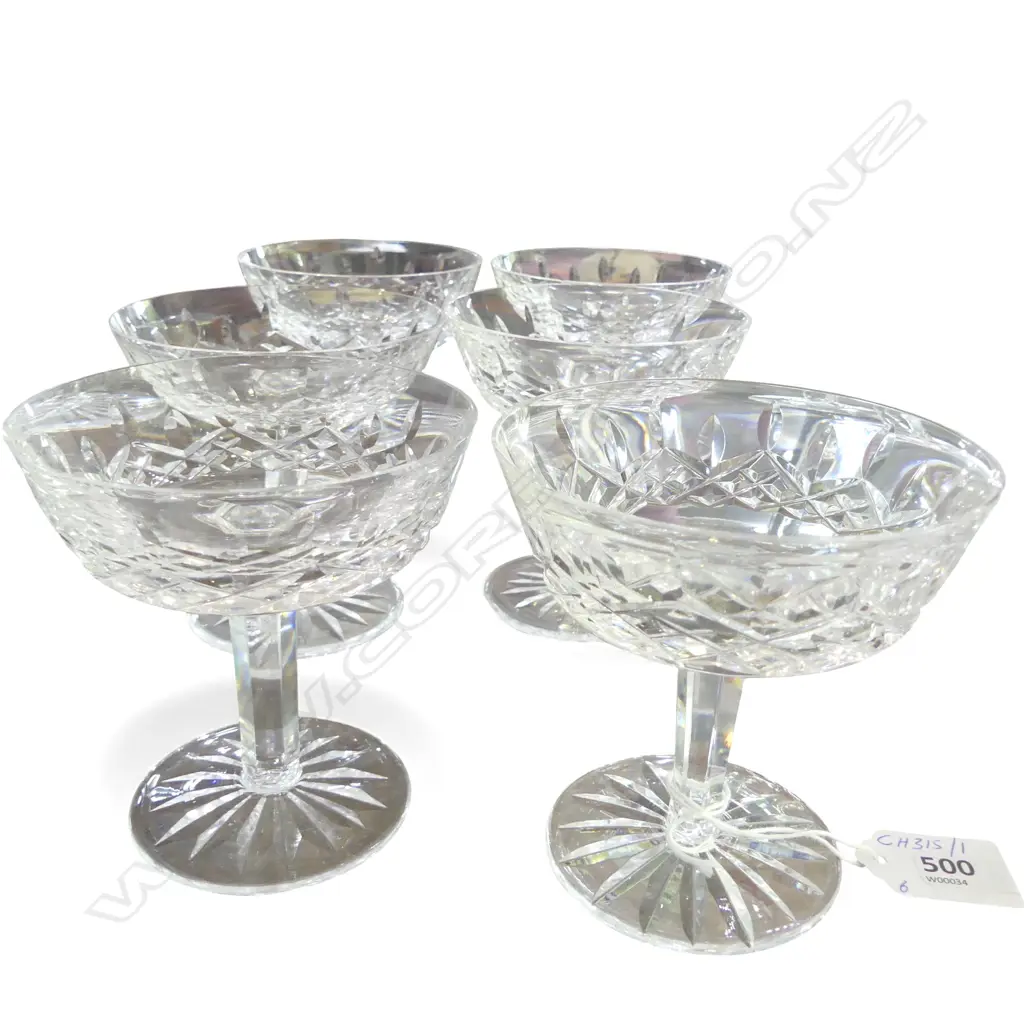 6 WATERFORD CHAMPAGNE SAUCERS ‘LISMORE’ EXCELLENT CONDITION, D.104MM Image 1++
