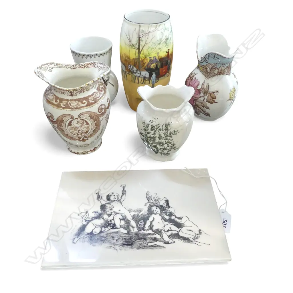 5 CHINA VASES Incl. ROYAL DOULTON + WALL TILE 225x150mm Image 1++