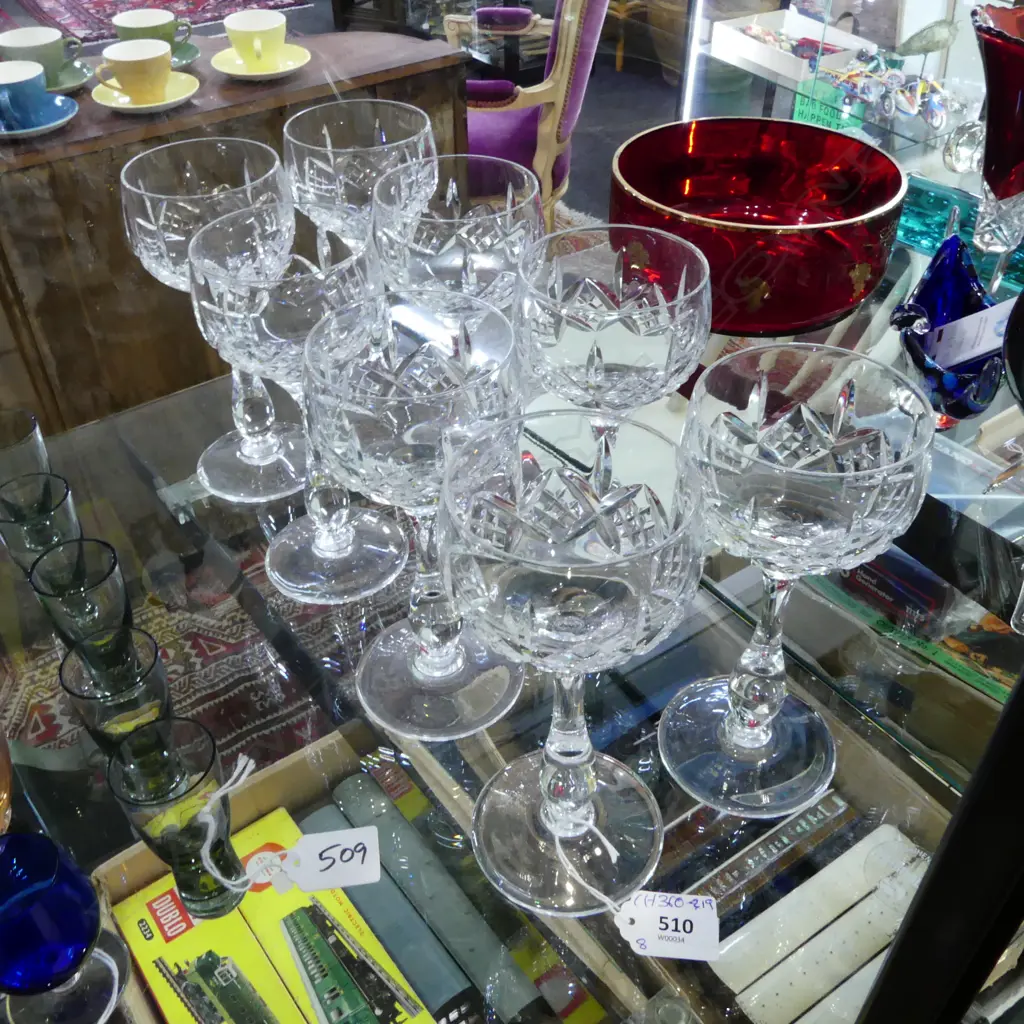 8 STUART CRYSTAL HOCK GLASSES  Image 1++