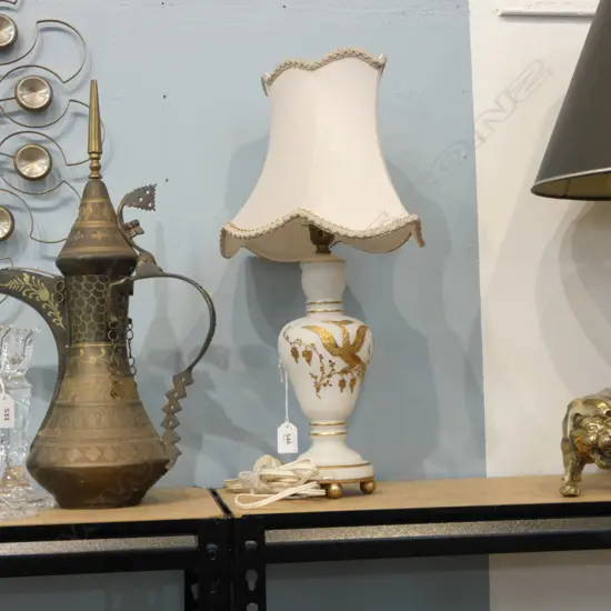 WHITE GLASS TABLE LAMP MADE IN W. GERMANY H.520mm