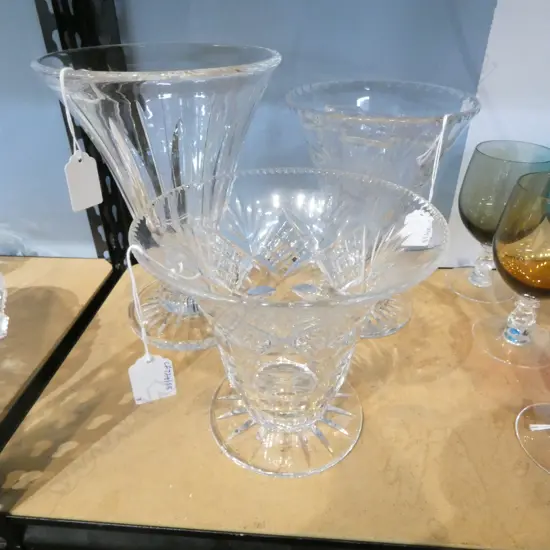 STUART CRYSTAL VASE H230 & 2 OTHER CRYSTAL VASES H200MM
