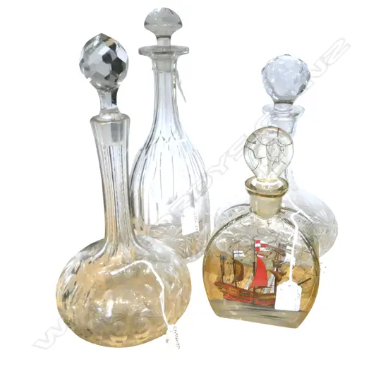 4 CRYSTAL & GLASS DECANTERS