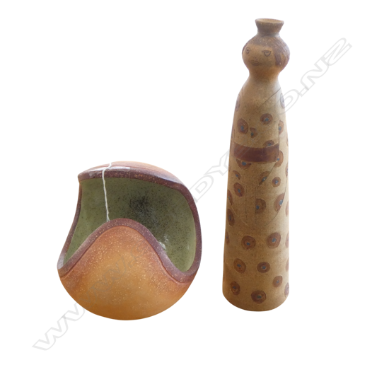 AUDRY LISSETTE STUDIO POTTERY SCULPTURE H.200mm + FIGURE H.370mm