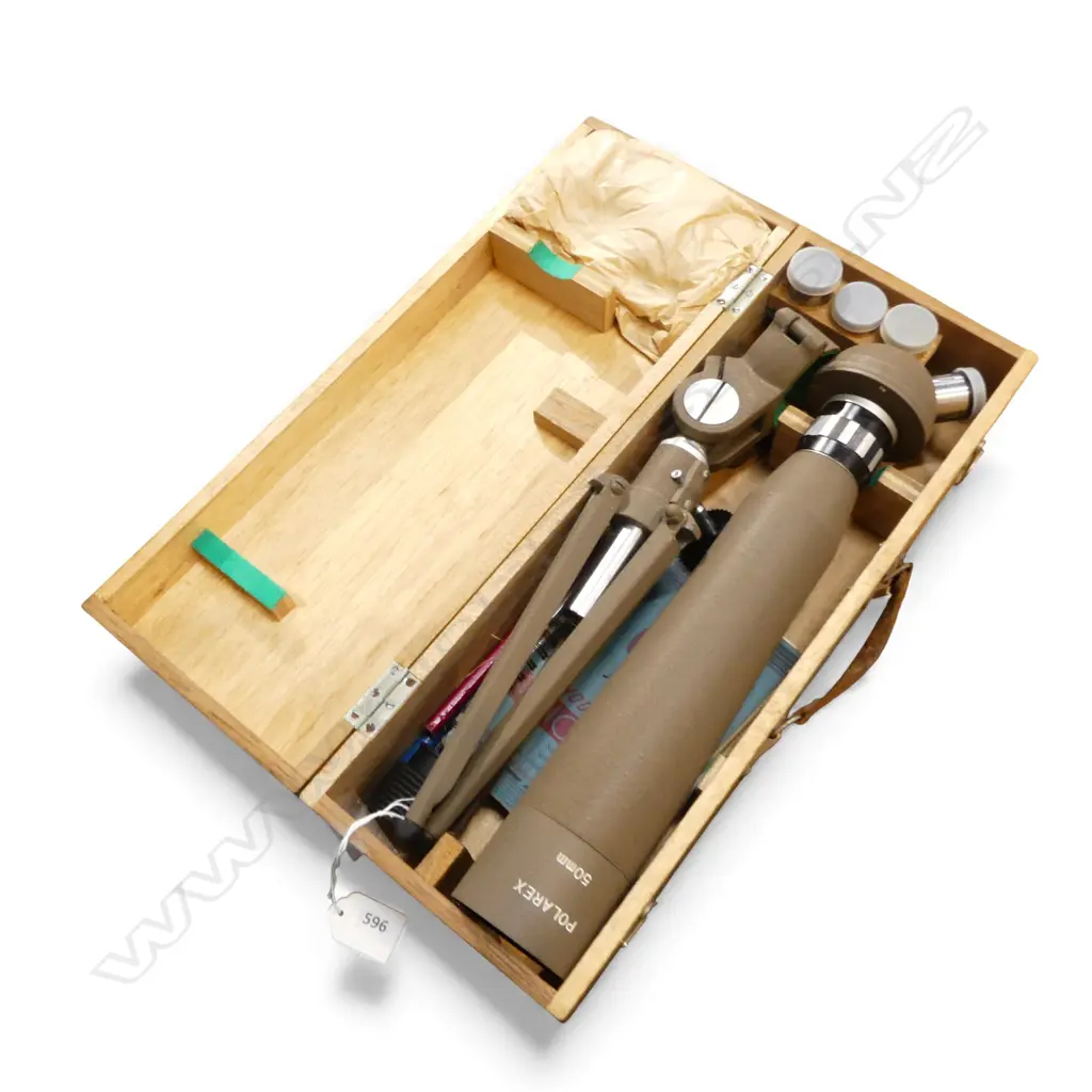 WOOD CASED POLAREX 50MM LENS & STAND L420MM Image 1++