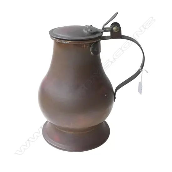 ANTIQUE COPPER LIDDED JUG H.370mm
