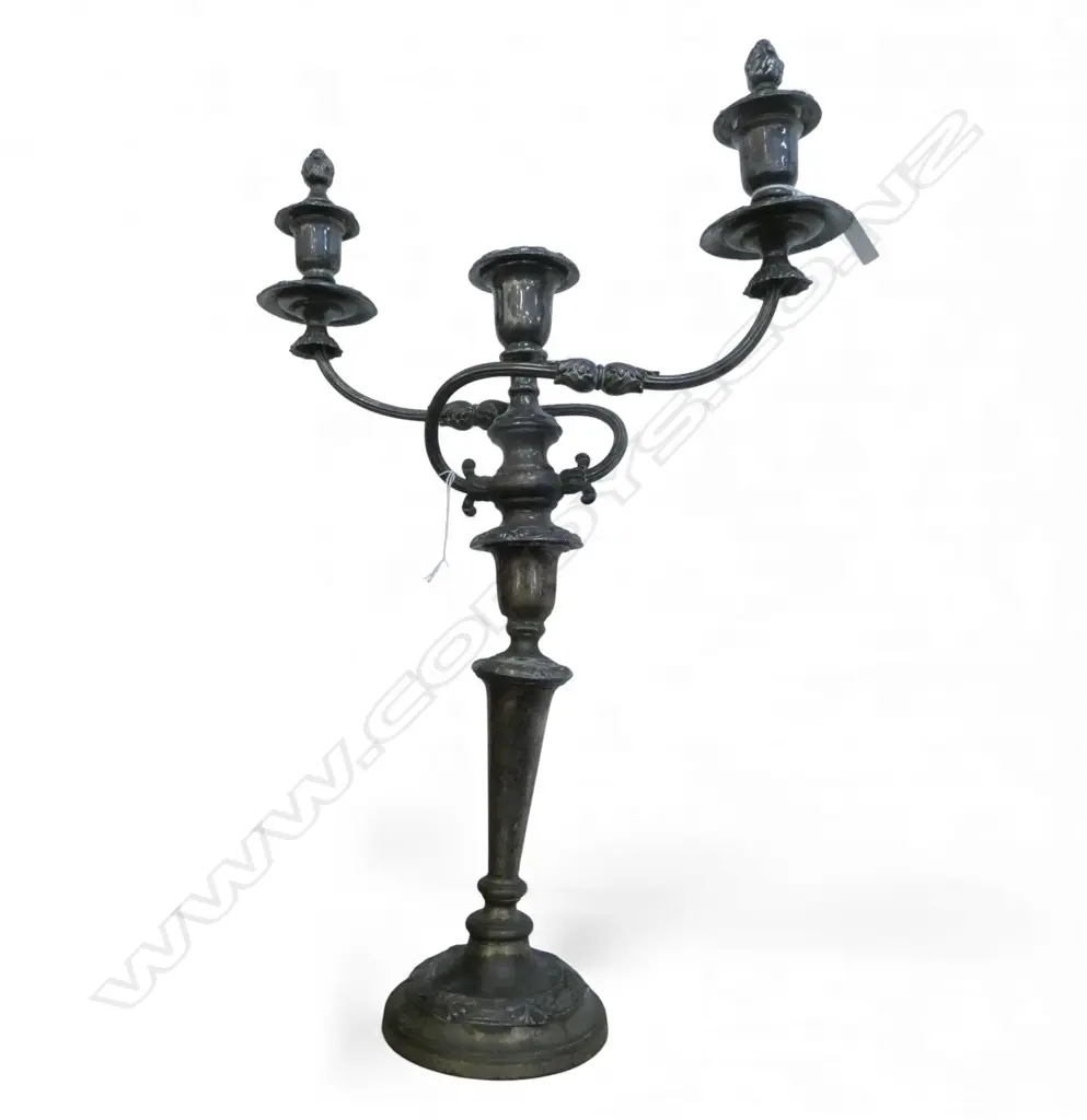 SILVER PLATE THREE BRANCH CANDELABRA H.570mm Image 1++