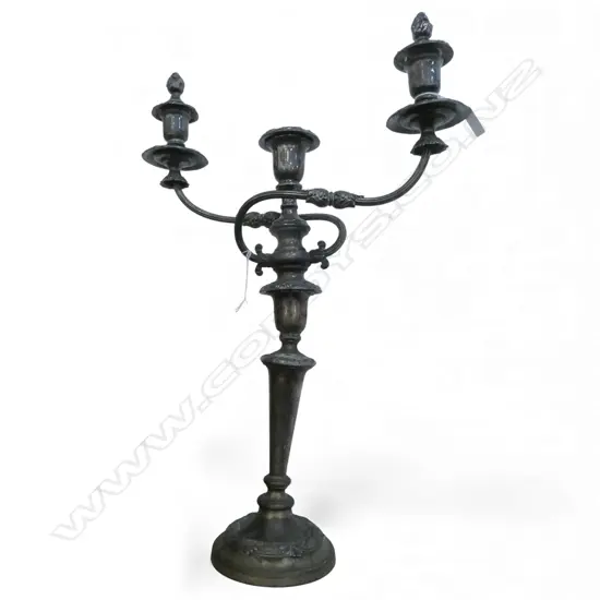 SILVER PLATE THREE BRANCH CANDELABRA H.570mm
