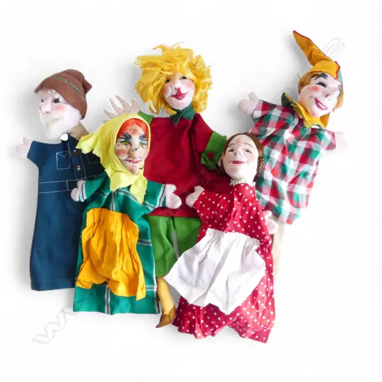 5 'HAND PUPPETS, 'DRESDEN CHARACTERS' designed by Curt Meissner c1960s