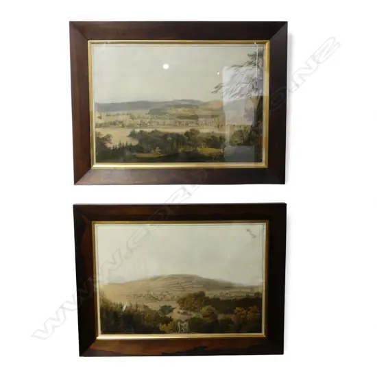 PR JOHN HEAVISIDE CLARK AQUATINTS 'THE TOWN OF DINGWALL' & 'THE TOWN OF DUNKELD' 390x570mm