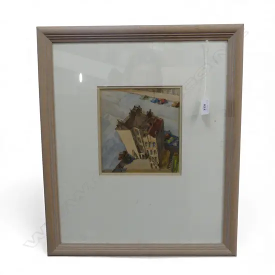 PEGGY SPICER 'CARPENTER ARMS, GREYS AVE, AERIAL PERSPECTIVE' WC 175x165mm SIGNED 