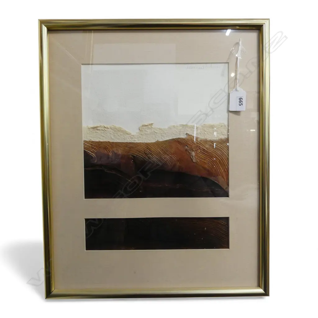 Rosemary Mortimer 'Landlines' mixed media artwork. Signed. Detailed verso. 290 x 225mm. Framed under glass Image 1++