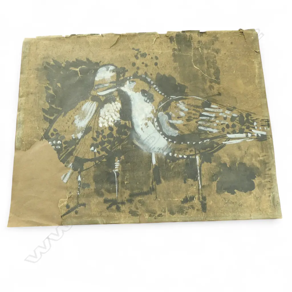 KEITH EVAN PATTERSON (1925-93) TWO DOVES, INK & CHINESE WHITE 500x650mm SIGNED & DATED 60 - FAULTS  Image 1++