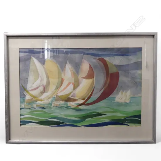 CHARLES ROSE (1921-2017) 'YACHTS IN THE WIND' WC 420x650mm, SIGNED