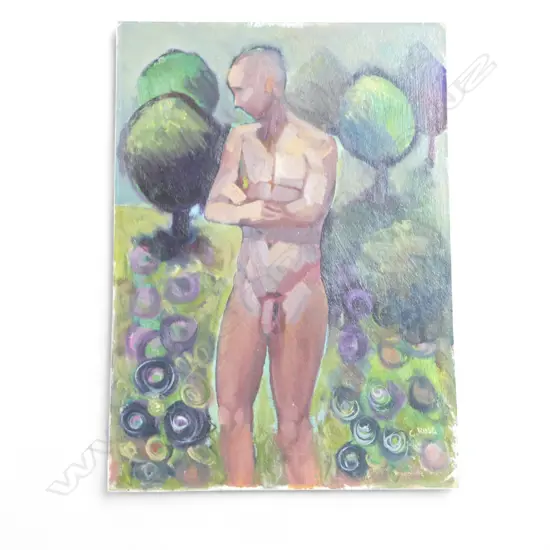 CHARLES ROSE (1921-2017) MALE NUDE, OIL ON BOARD 565x405mm