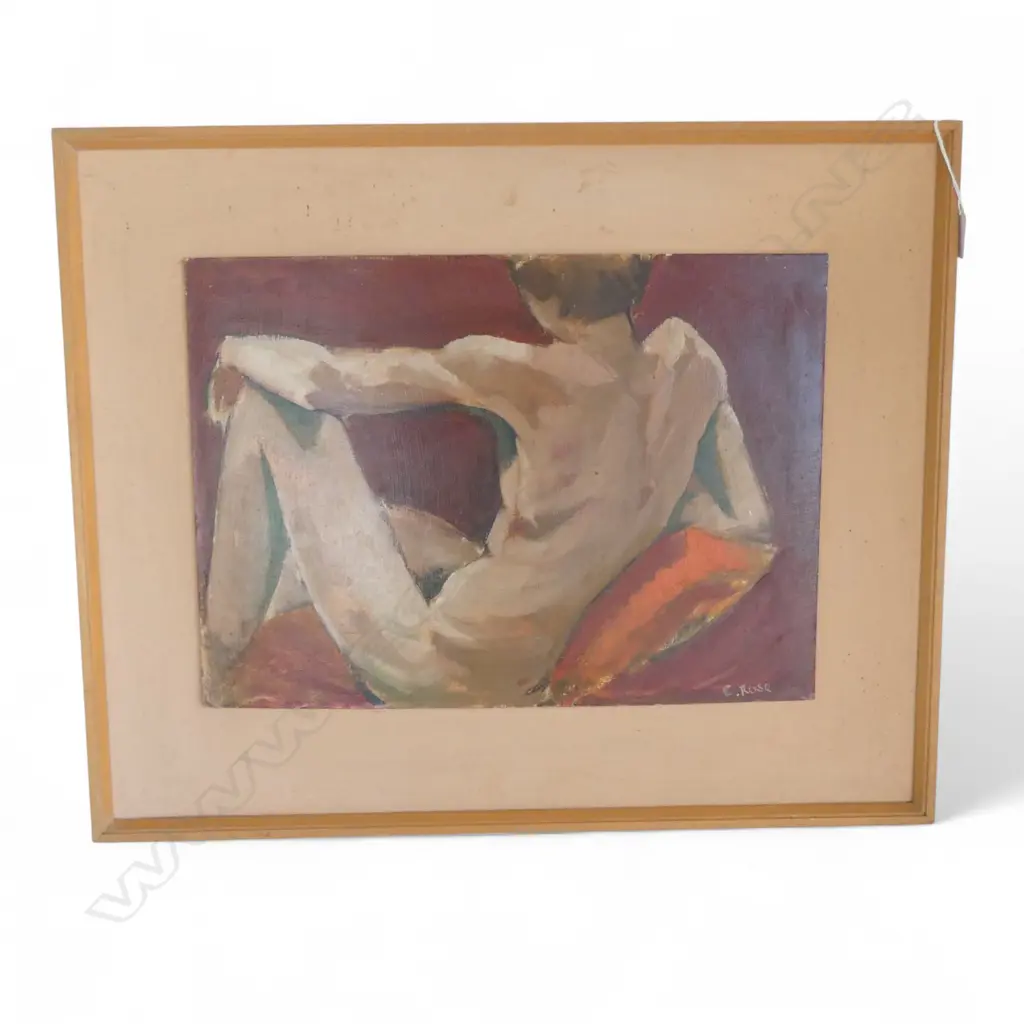 CHARLES ROSE (1921-2017) MALE NUDE, OIL ON BOARD 325x450mm, SIGNED Image 1++