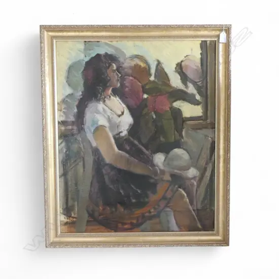 CHARLES ROSE (1921-2017) 'THE WHITE BLOUSE' OIL ON CANVAS 700x570mm, SIGNED