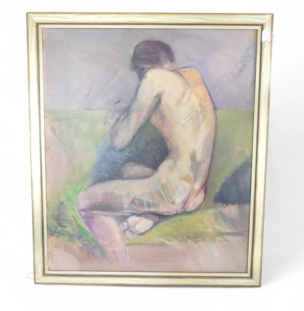 CHARLES ROSE (1921-2017) MALE NUDE No.6, OIL ON BOARD, SIGNED, 755x640mm Image 1++