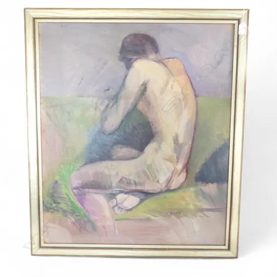 CHARLES ROSE (1921-2017) MALE NUDE No.6, OIL ON BOARD, SIGNED, 755x640mm