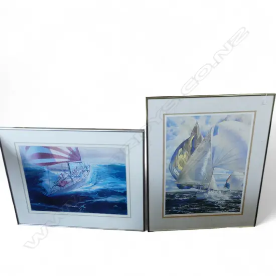2 FRAMED MARITIME PRINTS; 'PREPARE TO GYBE' LIMITED EDITION PRINT by DAVID BARKER & 'KIWI MAGIC' by PAUL CONEY 226/500