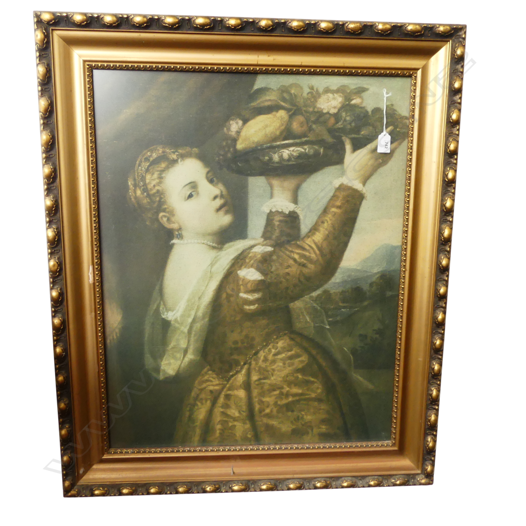 TITIAN, GIRL WITH A PLATTER OF FRUIT (c.1555), PRINT 705x560mm Image 1++