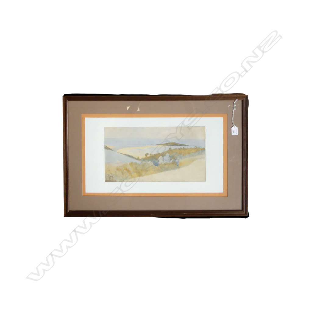 CHARLES WILLIAM FOSTER (1840-1920), COASTAL LANDSCAPE WC, 210x390mm, SIGNED Image 1++