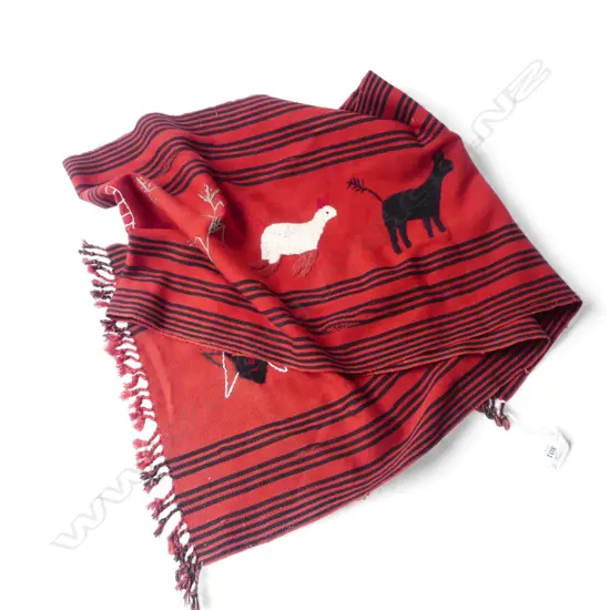 BURMESE CHIN (hilltribe) HANDWOVEN & EMBROIDERED CLOTHE animals & figures etc L.1600mm