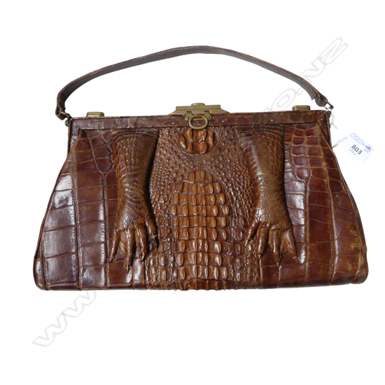 CROC LEATHER HAND BAG 