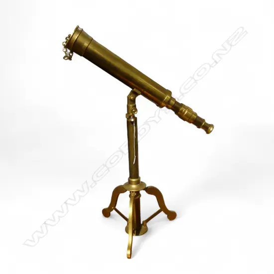 BRASS TELESCOPE ON TRIPOD STAND H.510mm