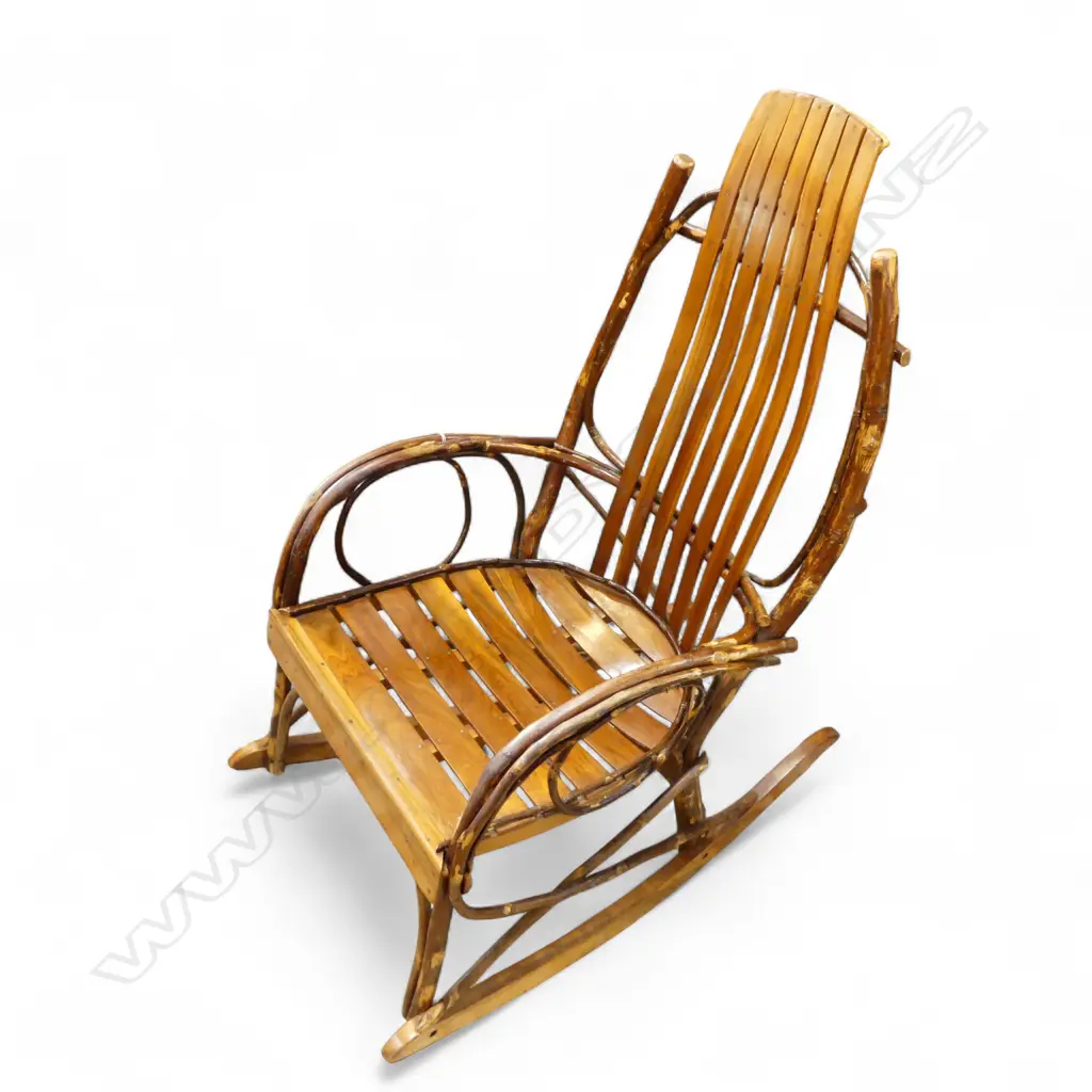 Davis & Wentz ? American Folk Art OAK & HICKORY BENTWOOD ROCKING CHAIR Image 1++