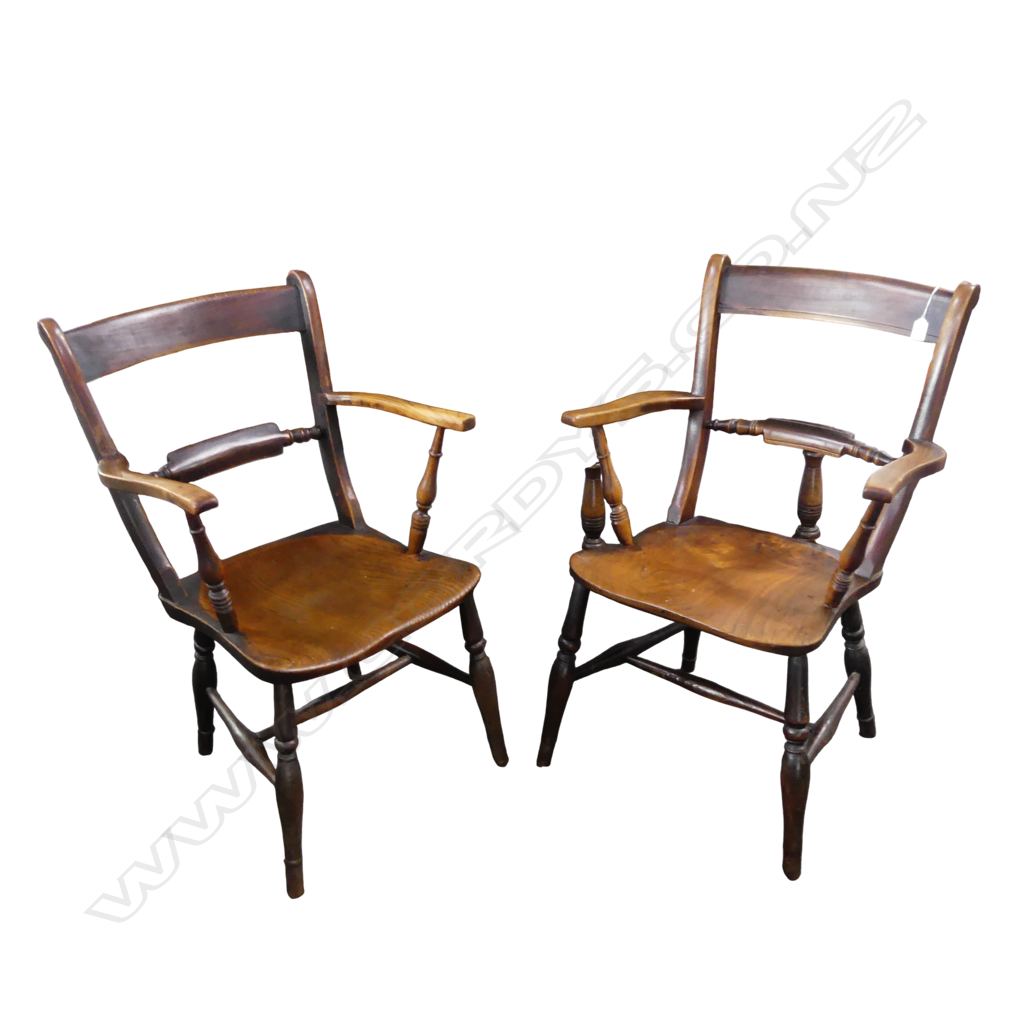 PR 19thC ELM COUNTRY ARMCHAIRS Image 1++