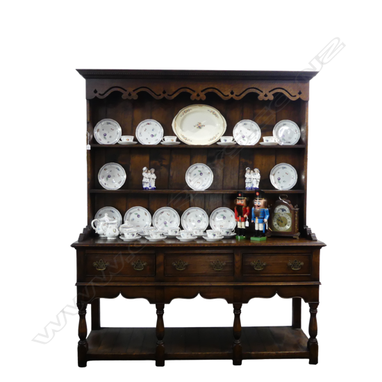 QUALITY MID 20thC GEORGE III ANTIQUE STYLE OAK DRESSER 1685x500x2025mm - TRADITIONALLY MADE w. PEGS, DOVETAILS ETC